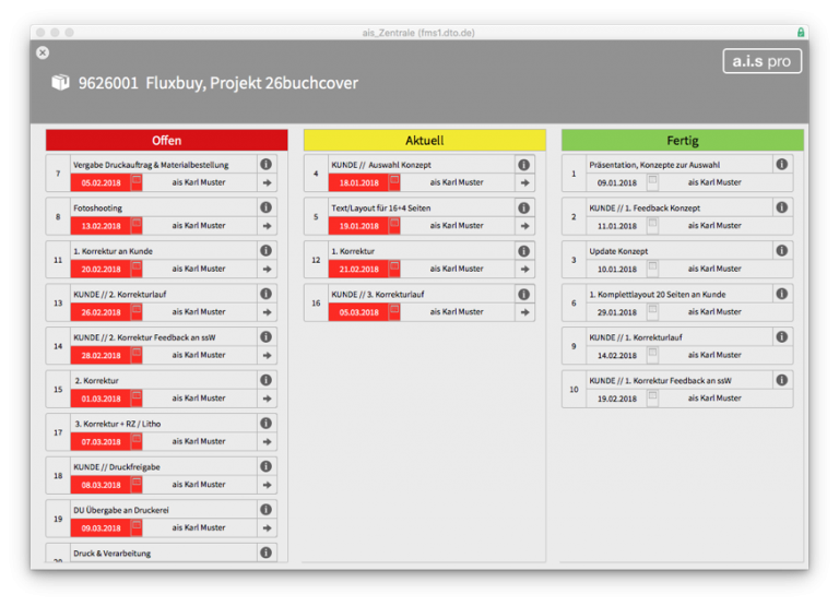 Aufgabenplanung Board Ais Pro Agentursoftware